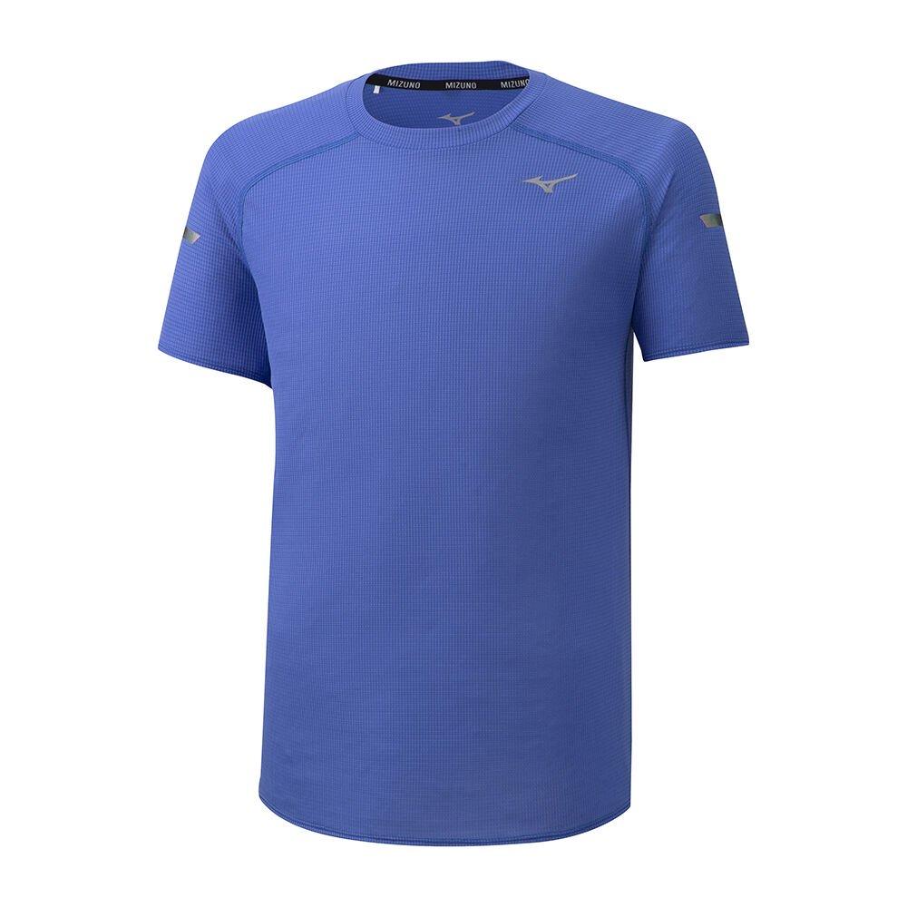 Men's Mizuno Running T-Shirts Blue Dry Aeroflow Apparel - J2GA001529